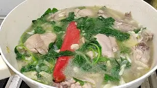 Chicken with Cheera/Spinach Soup | Tinolang Manok na may halong Kulitis | Asian Food 