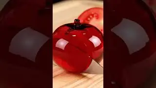Cutting a Ruby-Red Glass Tomato | Perfect Crystal ASMR Slices