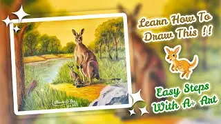 Kangaroo and Joey || Easy Oil Painting Tutorial On Canvas || Special A+ Arts !! ||  A+ ART