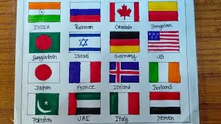 Flags of different countries 🇮🇳 // 15 Country flag drawing