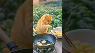 The cat is cooking potatoes.#cute #ai #cat#funny #mini #animals #cuteanimal #cuteanimals #dog #pets