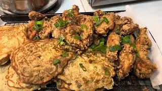 Asian fried chicken wings with onion, pancake #FriedWings #AsianFood #Foodie #HomeCook #subscribe