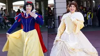 10 Disney Princesses in Winter Dresses Arrive for Magic Kingdom Train Station Meet & Greet 2021