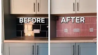 Kitchen tile transformation on a budget. #tilepaint #kitchentilepaint #budgetkitchenmakeover
