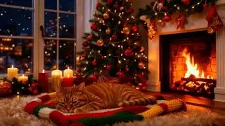 Cozy Christmas Eve Night Ambience with Warm Music
