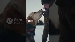 Man helps dog #ai #animals #help #notreal