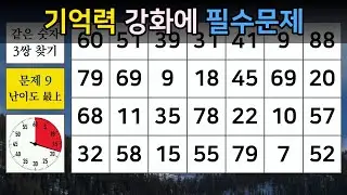 기억력 강화에 필수문제 【숫자찾기/숫자퀴즈/치매예방/치매테스트/두뇌활성화/집중력/기억력/판단력】