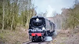 34007 Climbs To Ipstones Loop - Churnet Valley Winter Steam Gala 2014