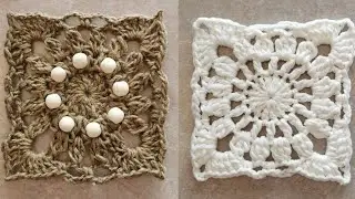Carr&eacute; boh&egrave;me au crochet  granny