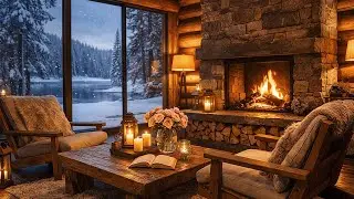 🔥Relaxing Music by Fireplace  ❄️Cozy Winter Ambience with Falling Snow #047