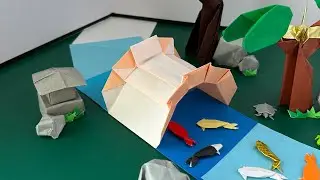 折り紙　橋　ミニチュア日本庭園・箱庭にぴったり　Origami Bridge for Japanese garden