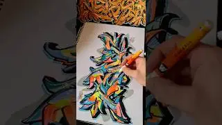 MAD COLORFUL GRAFFITI PIECE WITH MARKERS 😯 #graffiti #graffitiart #shorts