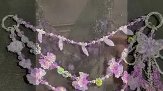 beaded bag chain - fancy beads rose flower 3 layers pink flat purple #printzonn #printzonnstyle