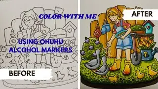 Color With Me | ASMR Marker Sounds | Coco Wyo Girl Moments Feeding Birds | Ohuhu Alcohol Markers