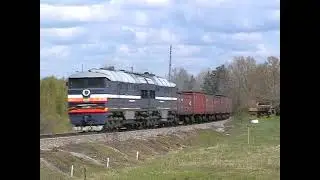 Latvija 05.2011 with 2ТЭ10У, 2ТЭ10М, ТЭП60, 2М62, 2М62У, ТЭМ2, 2ТЭ116. Part 1/3