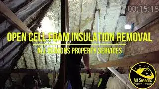 Spray Foam Removal / Open Cell Loft Insulation Removal Attic Time Lapse