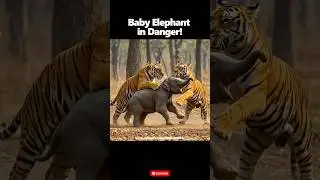 Baby Elephant Surrounded by Tigers‼️Then Mom Strikes Back!  #elephant #tiger
