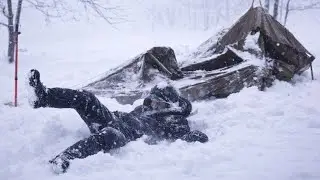 2 Days Surviving a Blizzard in a Hot Tent | Solo Winter Camping
