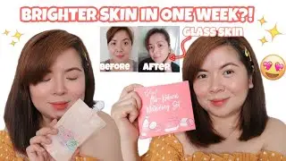 BRIGHTER SKIN in ONE WEEK! Hello Glow All Whitening set & Rosewater soothing gel review.