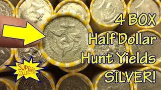 4 Box Half Dollar Hunt Yields Silver! | coin roll hunting
