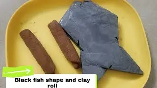 Black fish shape clay roll😋 #satisfyling #subscribemychannel #mukbang #eatingshow#eatingvideos#chalk