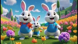 Five Little Bunnies Jumping on the Ground | Counting Song for Kids | Fun Bunny Rhyme & Actions