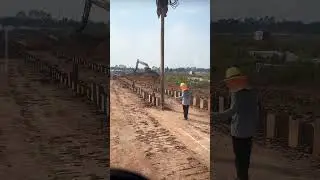 High frequency hydraulic vibratory pile driver, excavator modified pile driver, extended arm down th
