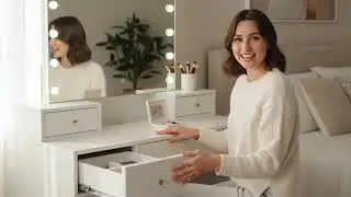Vanity Desk: Storage & LED Mirror transforms your beauty routine!
