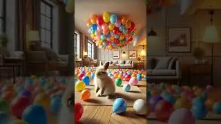 Mother rabbit making it&rsquo;s kid happy #rabbit #balloon #balloons #joyful #joy #baby #snow #funny #ai