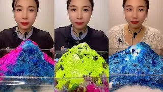 ASMR BEST OF QIAN LATEST ICE EATING WITH AND WITHOUT MATCHA AND MILK POWDER 