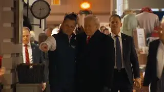 Donald Trump visits Machine Shed Restaurant in Iowa