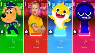 Sheriff Labrador VS Blippi VS Baby Shark VS Incredibox Sprunki - Tiles Hop EDM Rush 