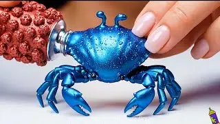 Paint Tube Sea Animals Magic 🪄🫟 | Hyper-Realistic ASMR Transformations of Clownfish, Seahorse & Crab