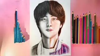BTS Jin Drawing 💜 : tutorial #shorts