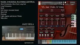 Jazz Violin and Viola Kontakt sample library. Articulations, keyswitches and effects. Strings vst.
