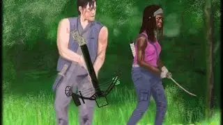 Daryl and Michonne - ( Timelapse /Speed Painting using Krita )