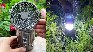 Solar Power Camping Lamp With Electric Fan