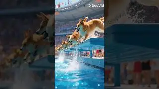 Dog Olympic Diving Competition 🏅🐶 #rescue #puggy #DogOlympics #dog #CuteDogs #HeroPup