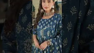 Indigo Blue Floral Print Kurta Suit Set (Set Of 3)