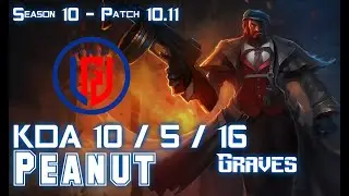 LGD Peanut GRAVES vs LEE SIN Jungle - Patch 10.11 KR Ranked