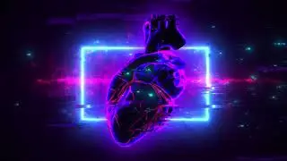 Streaming/Twitch PC background Hi Tech Glitchy Neon 3d Heart (HD) (1 HOUR)