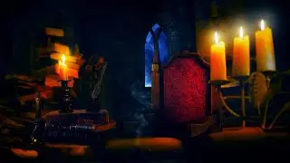 📚🕯 ANCIENT LIBRARY OF MINAS TIRITH | Relaxing Thunderstorm, Fireplace, Dusty Books ASMR Ambience