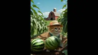🐱🍉 Cat Farming Watermelons! | Cutest Farmer Cat Ever! 😹🌱#pets #funny #wildlife
