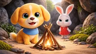 A Yellow Dog Saves a Crying Rabbit on a Cold Beach Heartwarming Story  cartoon
