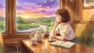 Golden Hour Train Journey 🚂 Cozy Family Moments & Relaxing Music (Ghibli Inspired)
