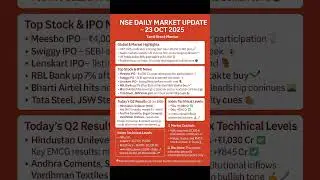 NSE Daily Market Update &ndash; 23 Oct 2025 | HUL Q2 Results, Meesho IPO, Nifty 26,000 Breakout Ahead!