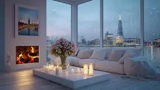 🔥🌿 Warm Rain Piano Lounge | Cozy Rainy Lounge 3 Hours | Deep Sleep Meditation Study Work Relax