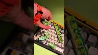 Artisan resin keycaps with crystal and flowers