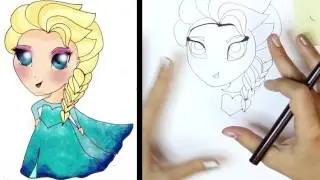 HOW TO easy DRAW ELSA AS A CARTOON CHARACTER ILLUSTRATION STYLE STEP BY STEP