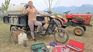 Full video: Girls repair and maintenance of cars and tricycles.